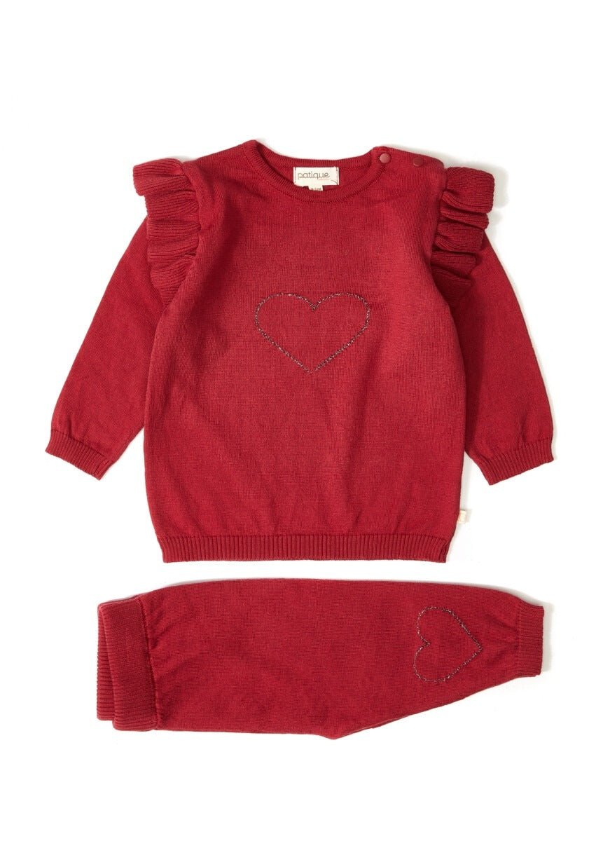 100% Organic Cotton With GOTS Certified Knitwear Ruffle Love Two Piece Set 3-12M Uludağ Triko 1061-21035 - Tivoli Mini