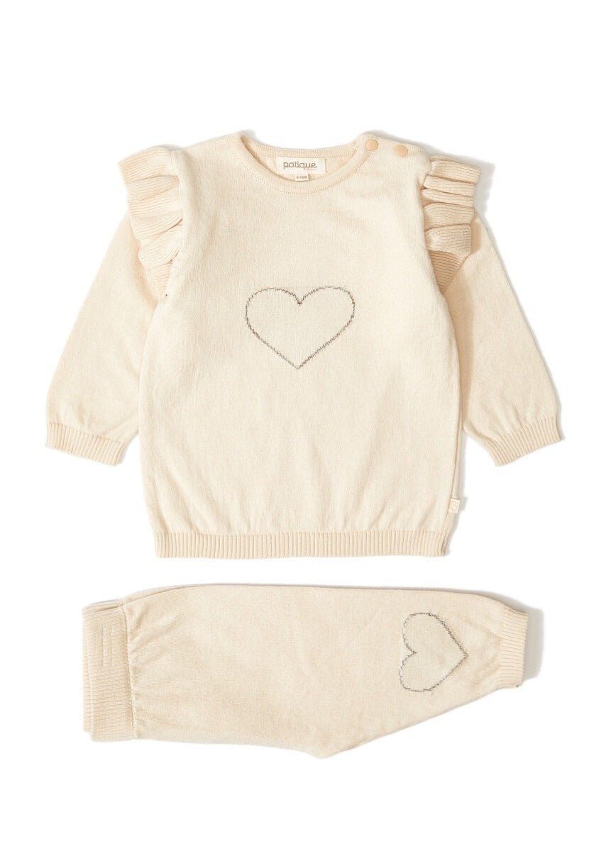 100% Organic Cotton With GOTS Certified Knitwear Ruffle Love Two Piece Set 3-12M Uludağ Triko 1061-21035 - Tivoli Mini