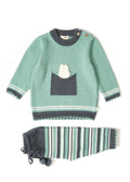 100% Organic Cotton With GOTS Certified Knitwear Stripe Two Piece Set 3-12M Uludağ Triko 1061-21039 - Tivoli Mini