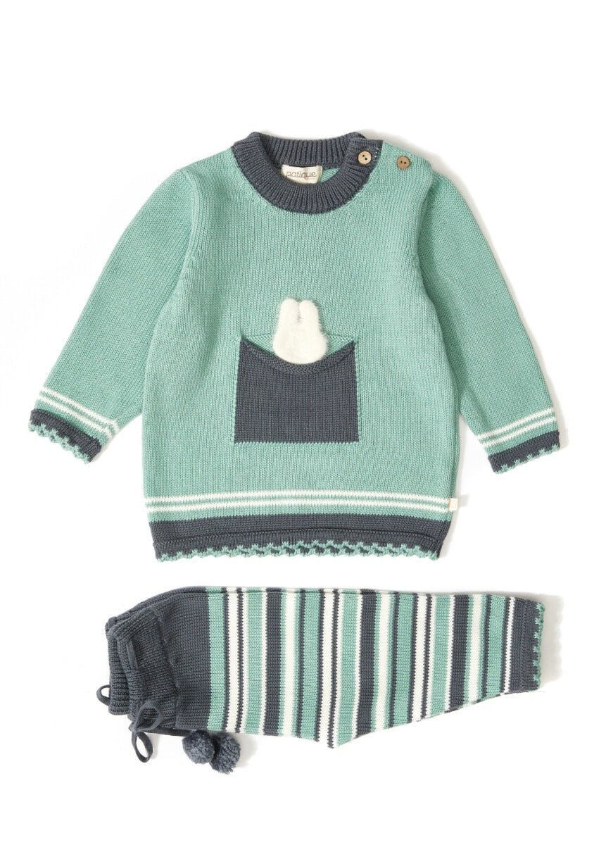 100% Organic Cotton With GOTS Certified Knitwear Stripe Two Piece Set 3-12M Uludağ Triko 1061-21039 - Tivoli Mini