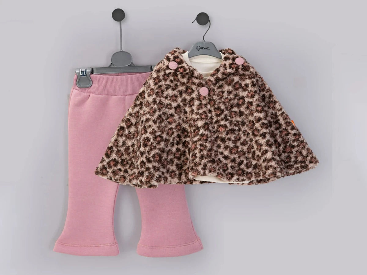 Leopar Desenli Kız Bebek Takım