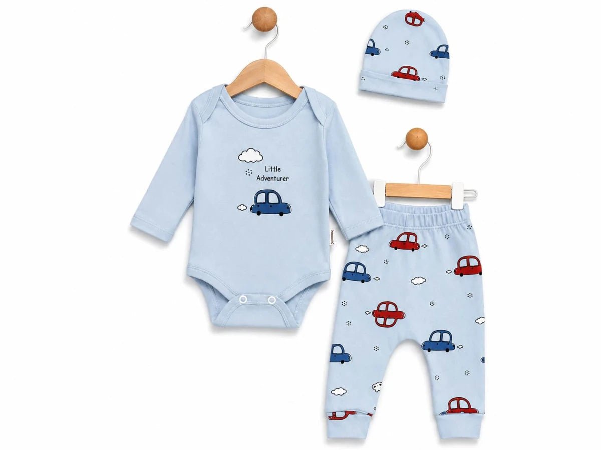 Araba Desenli Erkek Bebe Üçlü Takım - Tivoli Mini