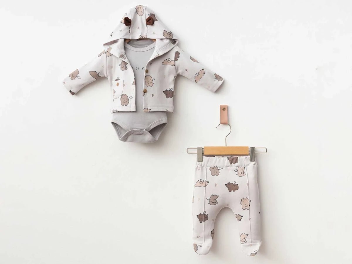 Ayı Baskılı Erkek Bebe Takım - Tivoli Mini