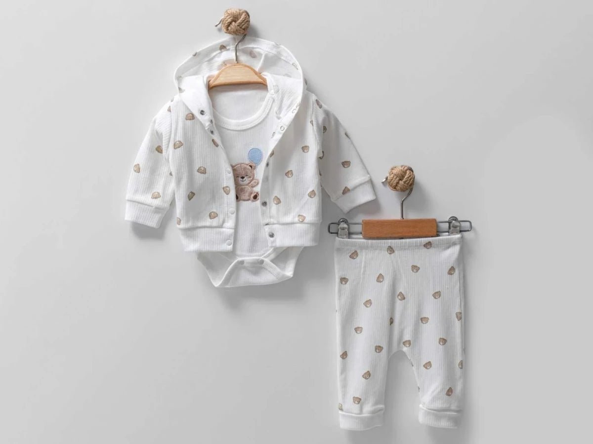 Ayı Desenli 3'lü Bebe Takım - Tivoli Mini