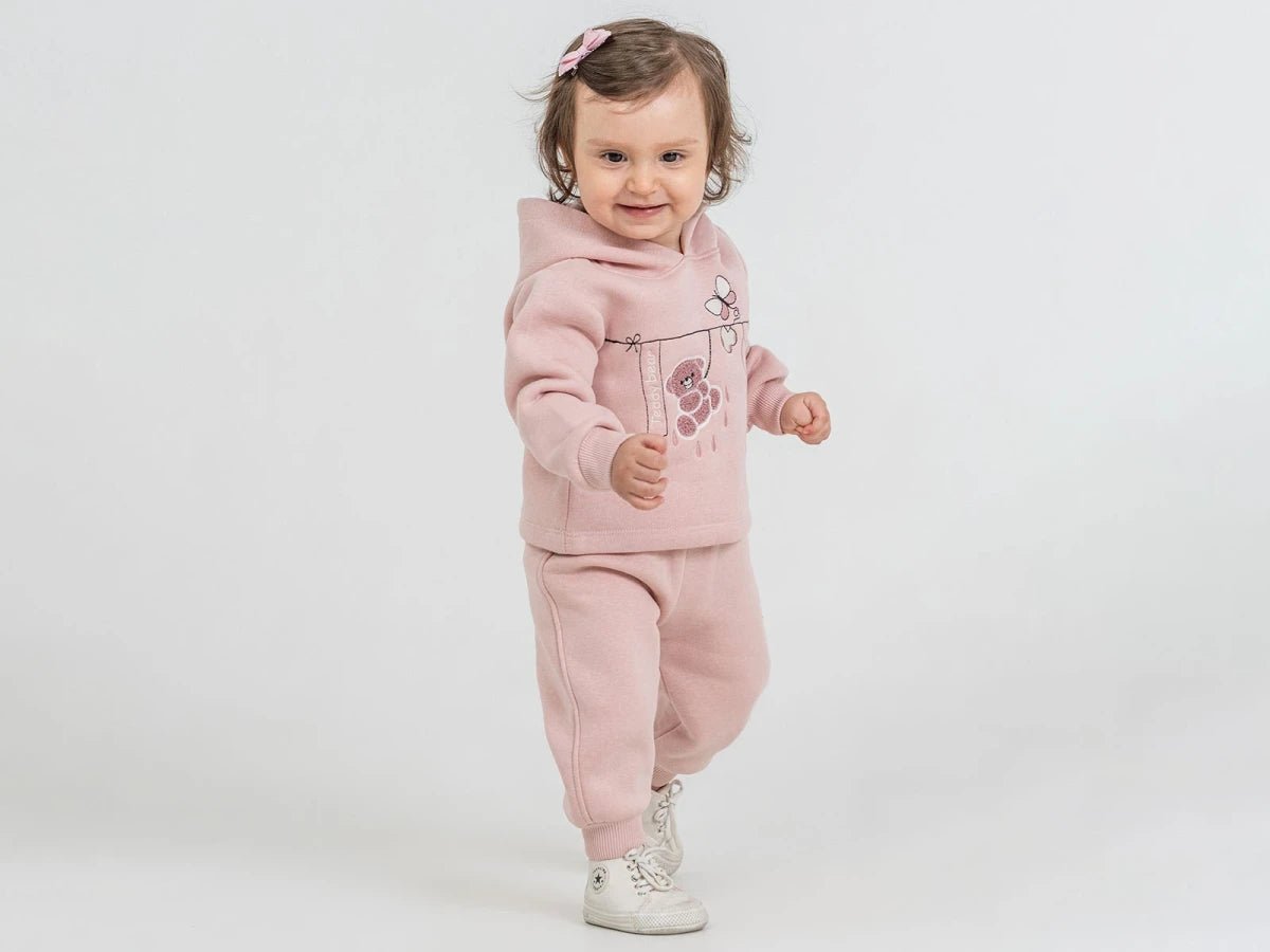 Ayıcık Baskılı 3 İp Şardonlu Kız Bebe Takım - Tivoli Mini