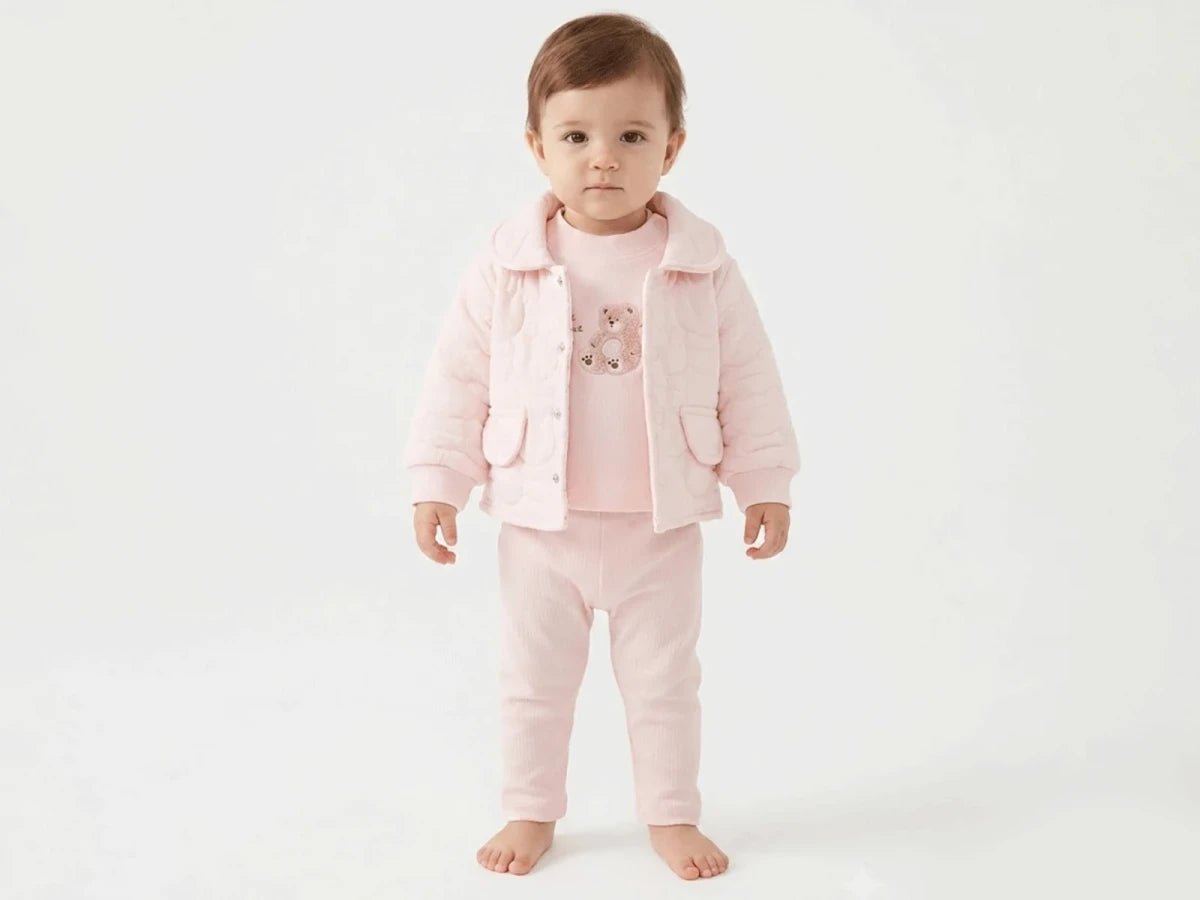 Ayıcık Baskılı Hırkalı Unisex Bebe Takım - Tivoli Mini