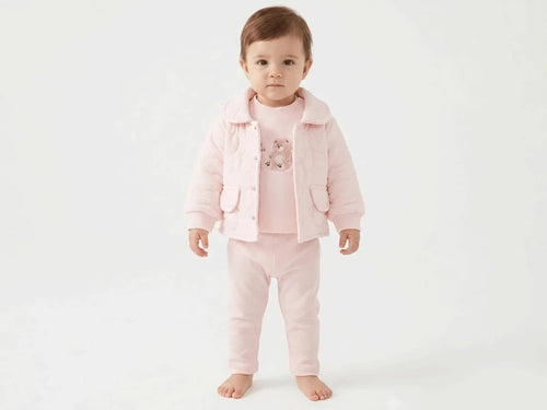 Ayıcık Baskılı Hırkalı Unisex Bebe Takım - Tivoli Mini