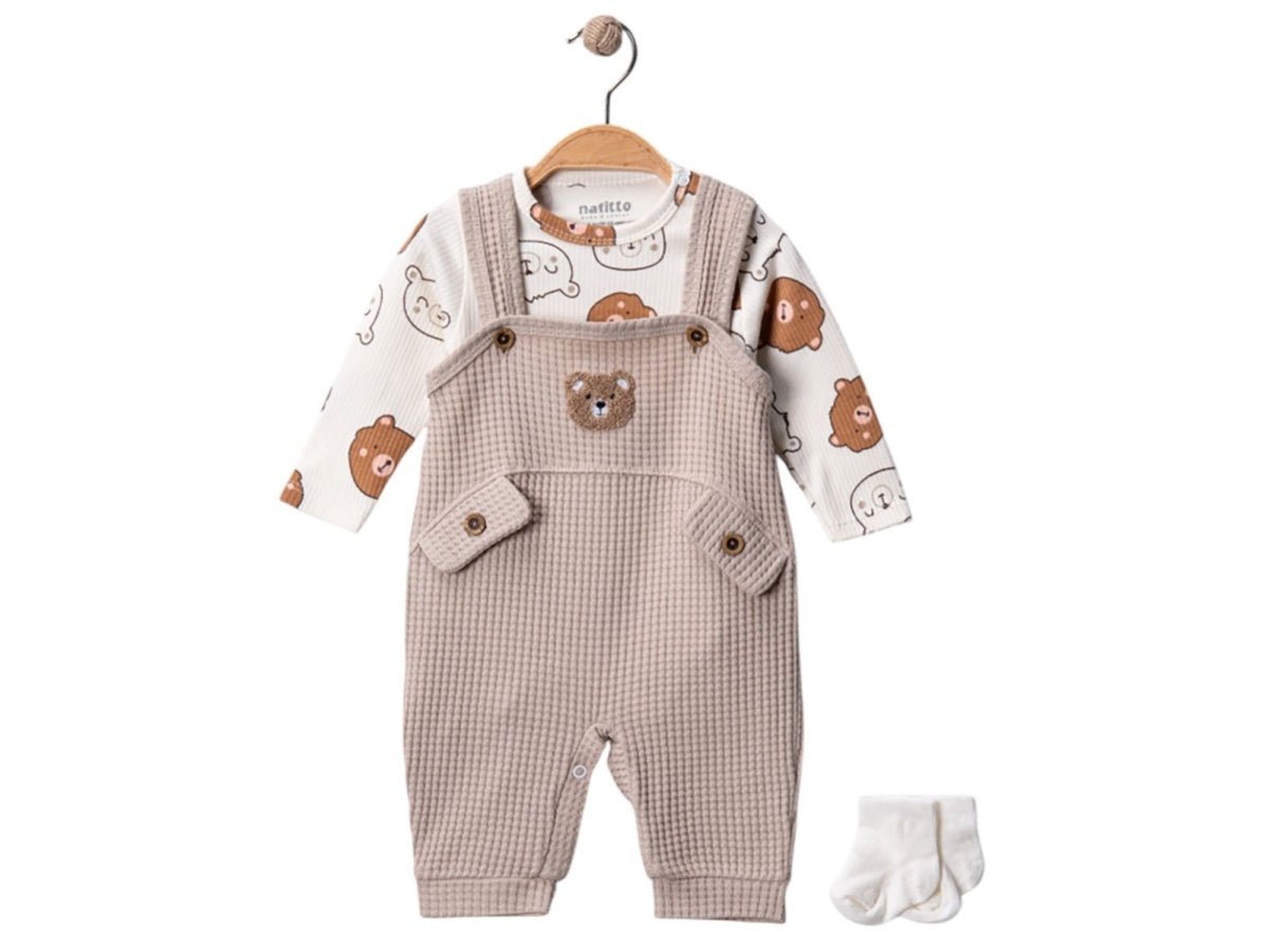 Ayıcık Desenli Erkek Bebe Tulum - Tivoli Mini