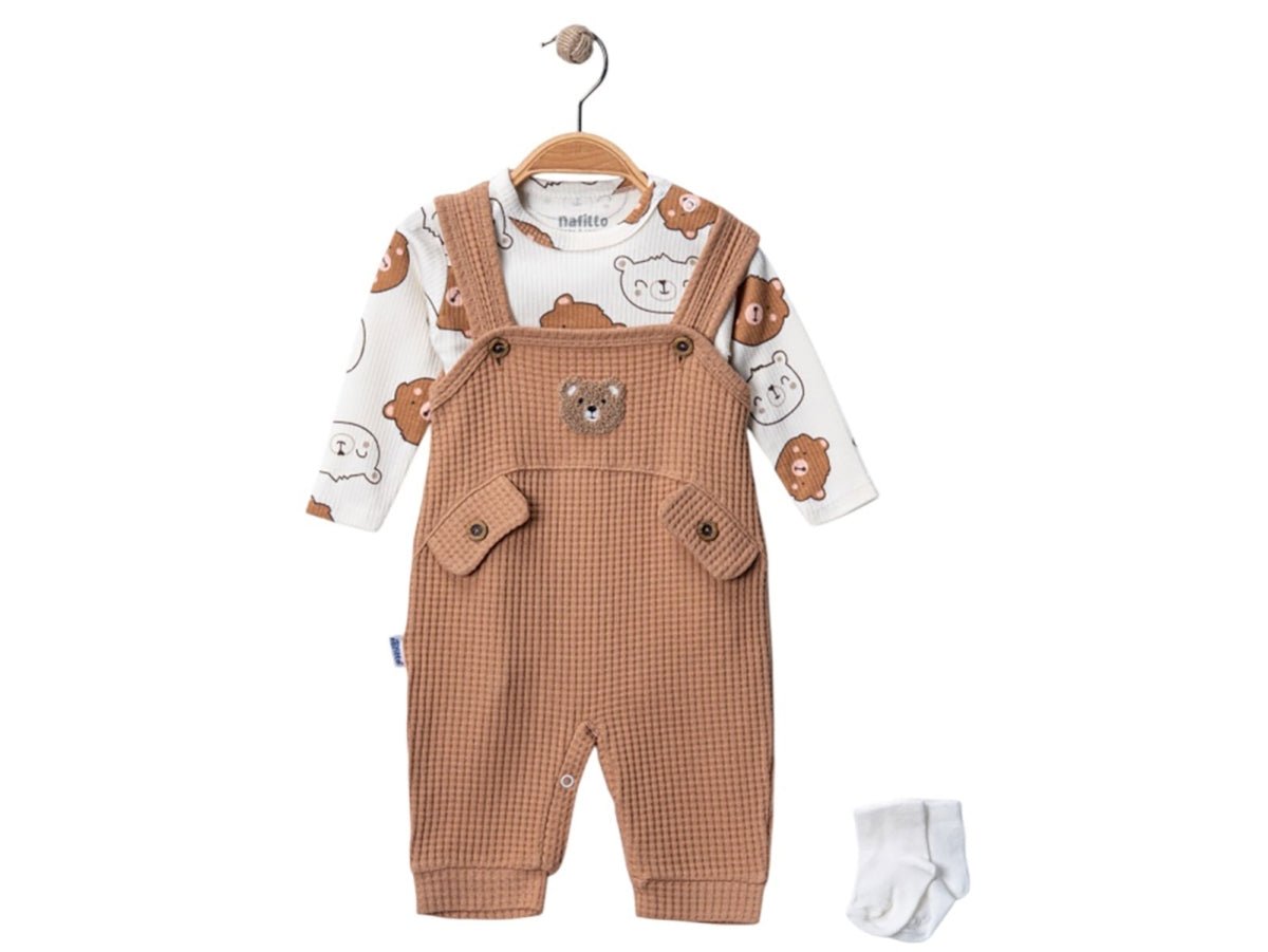 Ayıcık Desenli Erkek Bebe Tulum - Tivoli Mini
