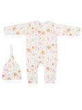 Bebek 2'li Çiçek Desenli Tulum ve Şapka Takım 0-9M Bebitof 2020-70321 - Tivoli Mini