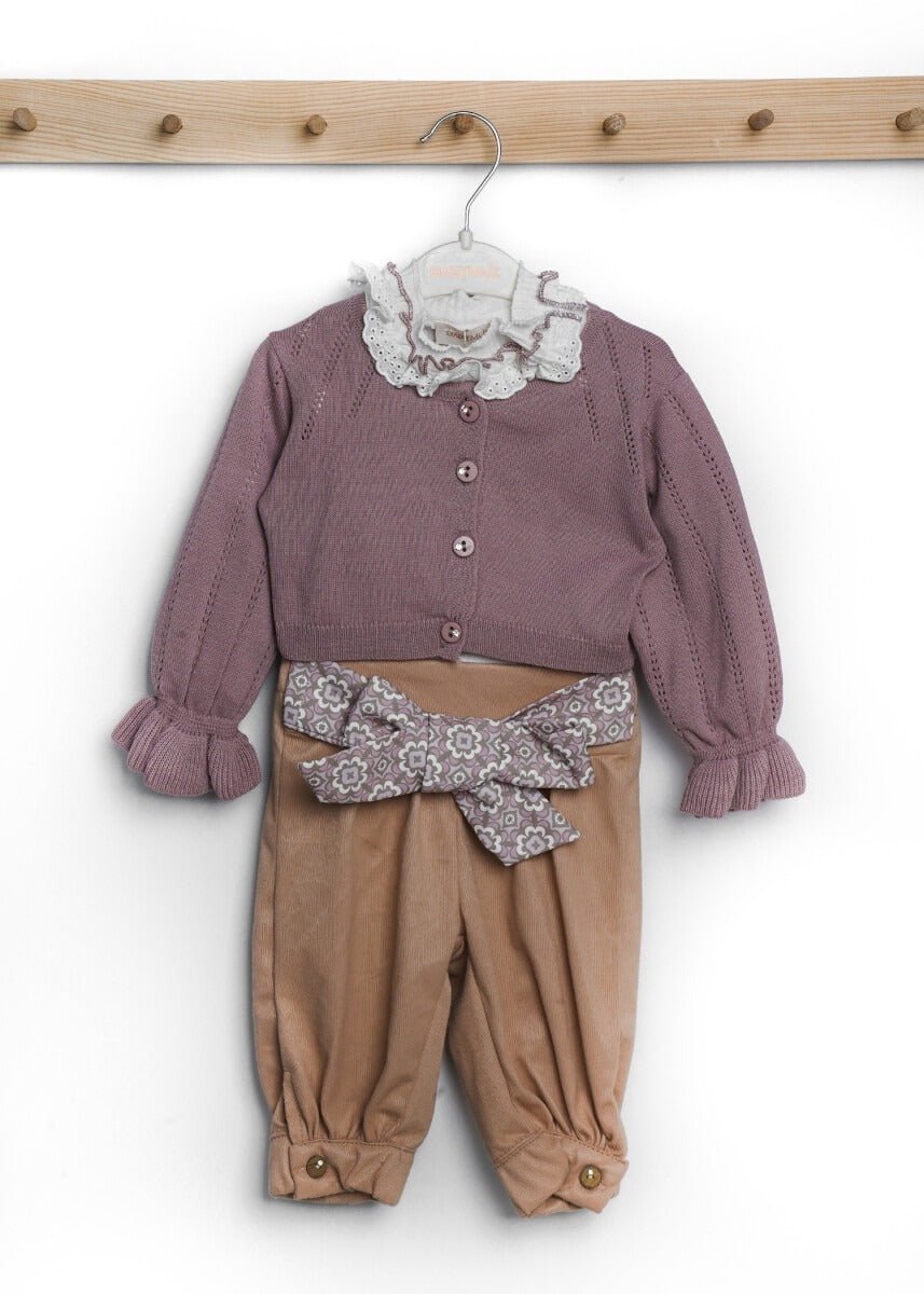 Bebek 3'lü Bluz Hırka ve Pantolon Takım 6-18M Babymuz 2009-5121 - Tivoli Mini