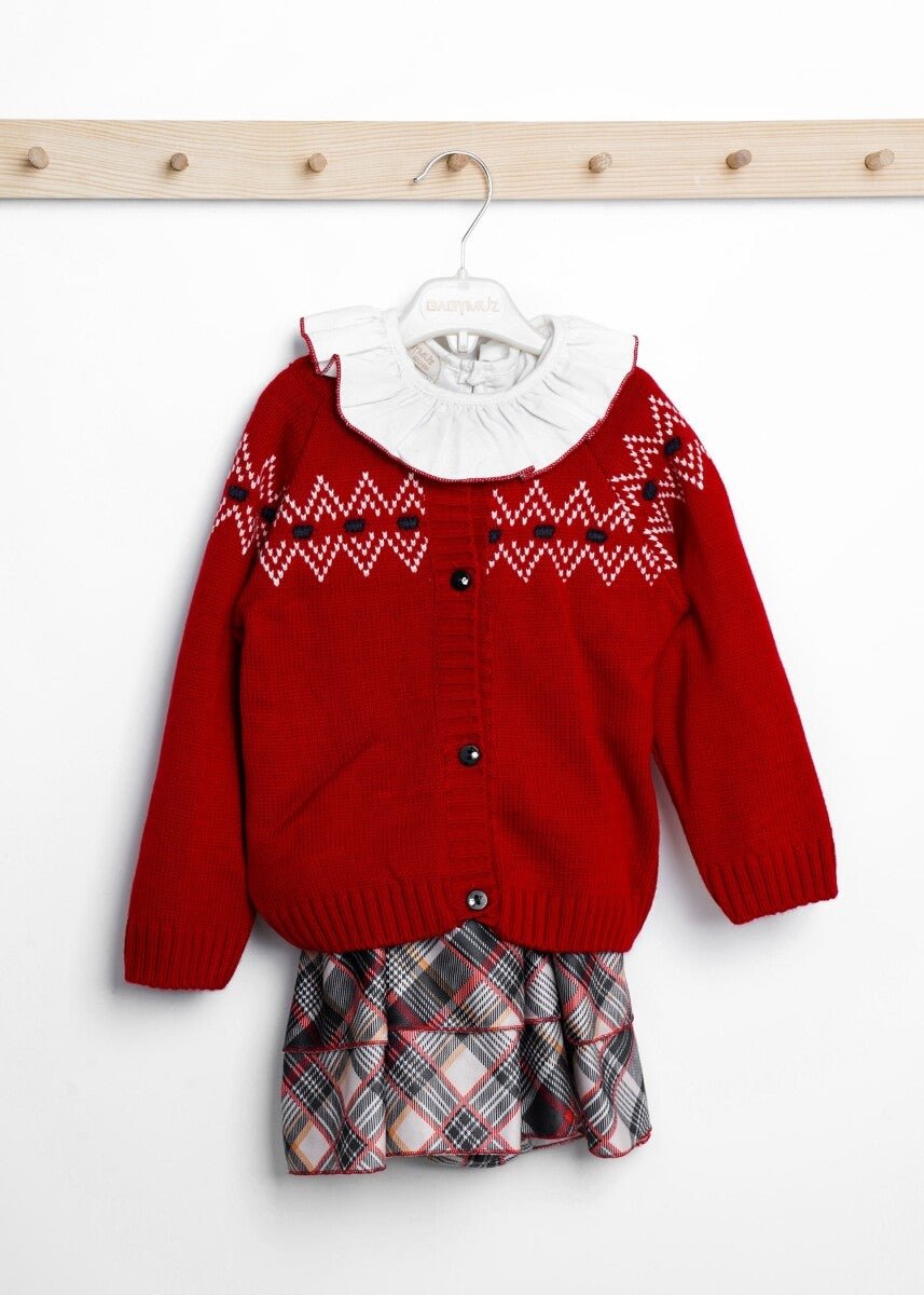 Bebek 3'lü Gömlek Etek Hırka Takım 9-24M Babymuz 2009-5124 - Tivoli Mini