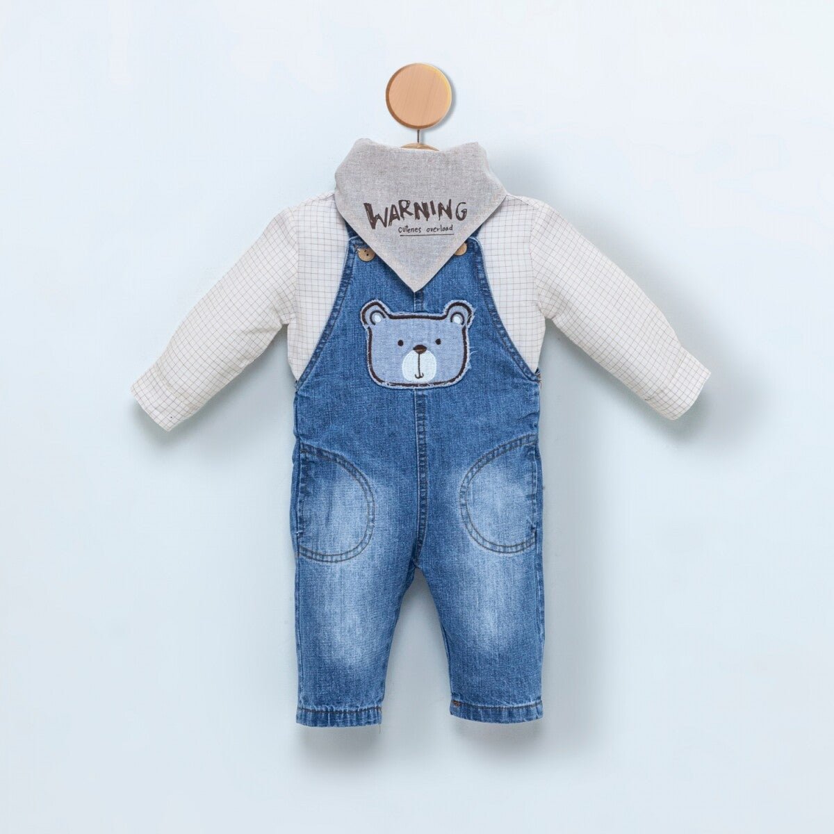 Bebek 3'lü Tulum Gömlek ve Bandana Takım 6-18M Cumino 1014-CMN3379 - Tivoli Mini
