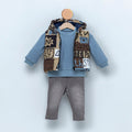 Bebek 3'lü Yelek Sweatshirt ve Kot Pantolon Takım 9-24M Cumino 1014-CMN3375 - Tivoli Mini