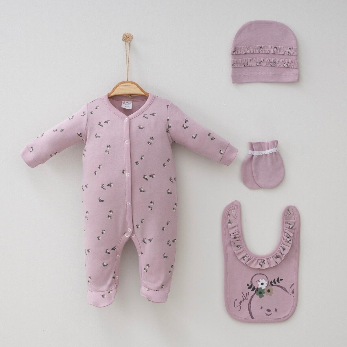 Bebek 4'lü Yenidoğan Takımı 0-3M Gümüş Baby 2043-0086 - Tivoli Mini