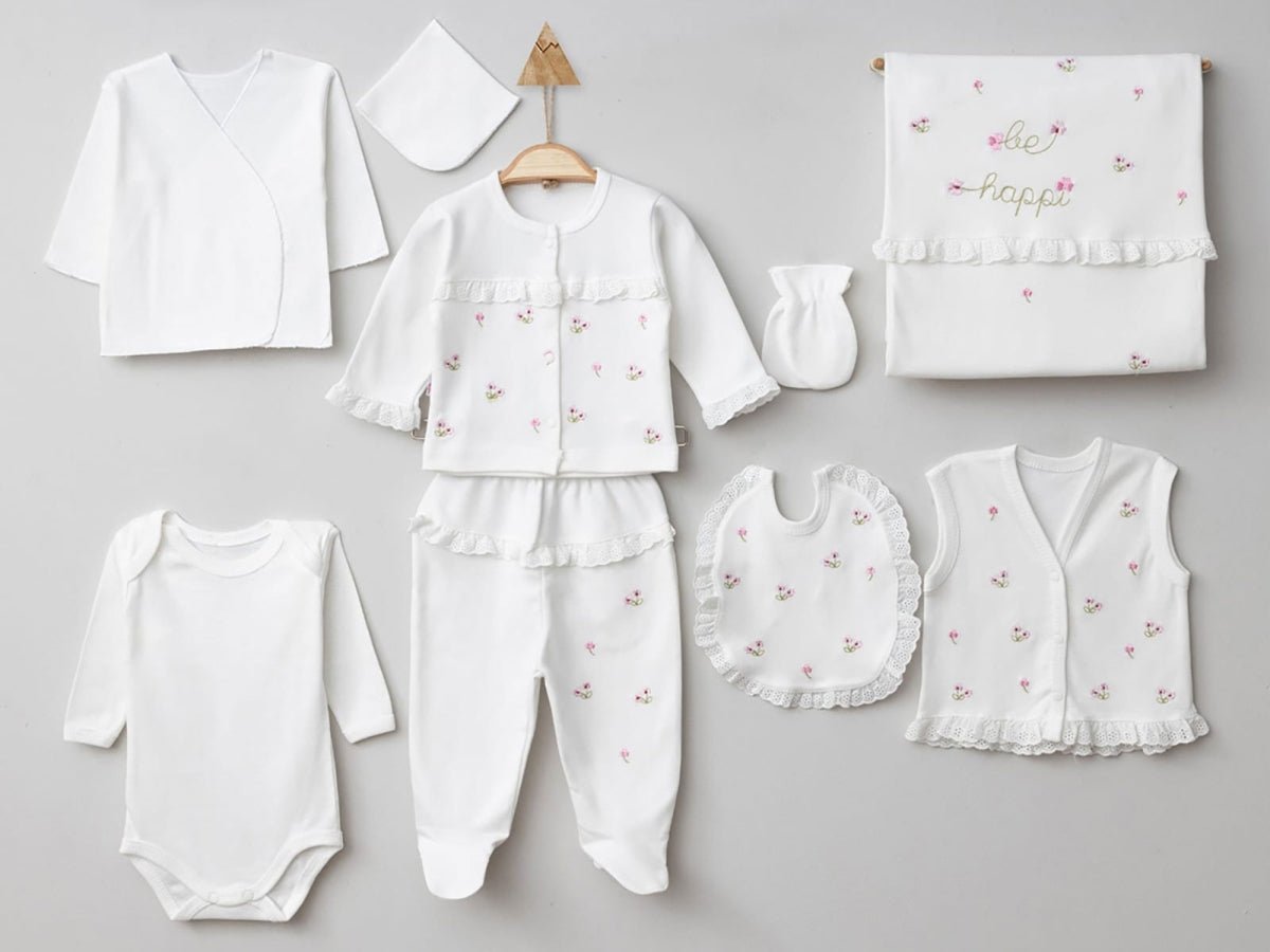Çiçek Desenli 10lu Kız Hastane Çıkışı Zıbın Set - Tivoli Mini