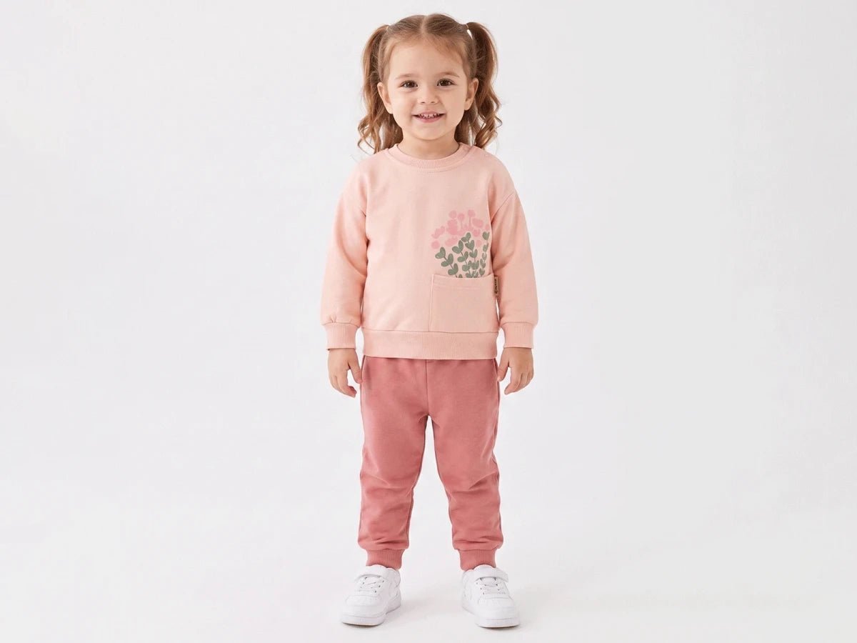 Çiçek Desenli Cepli Kız Bebe Takım - Tivoli Mini