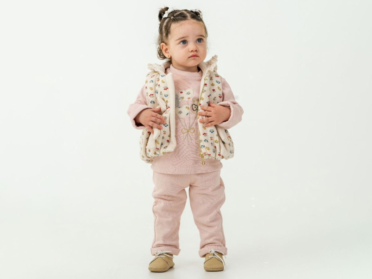 Çiçek Desenli Üçlü Kız Bebe Takım - Tivoli Mini
