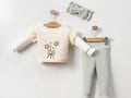 Çiçek Nakışlı Yakası Dantelli Kız Bebe Takım - Tivoli Mini