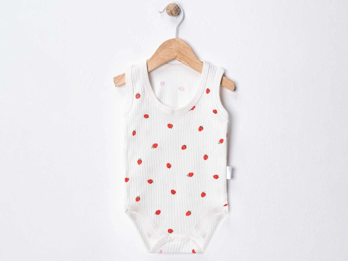 Çilek Baskılı Bebe Çıtçıtlı Badi - Tivoli Mini