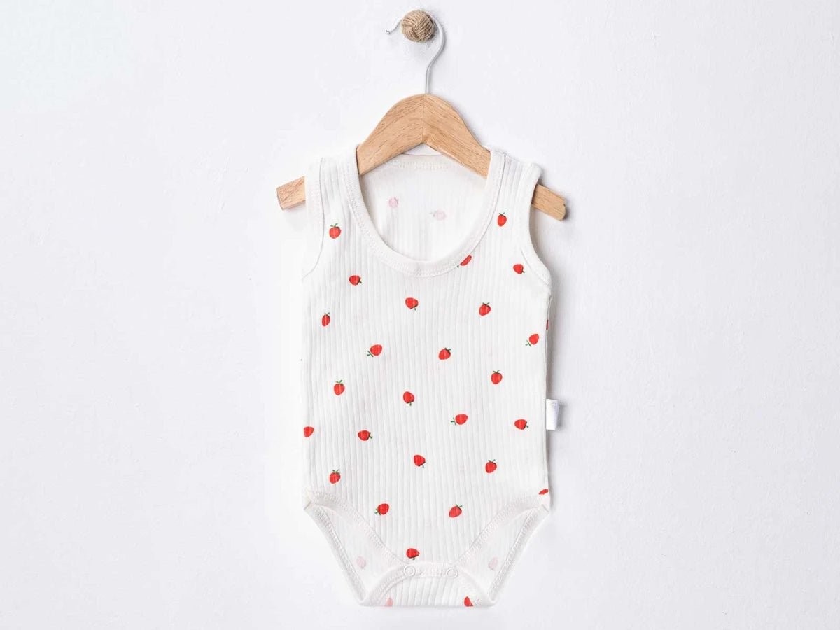 Çilek Baskılı Kız Bebe Çıtçıtlı Badi - Tivoli Mini