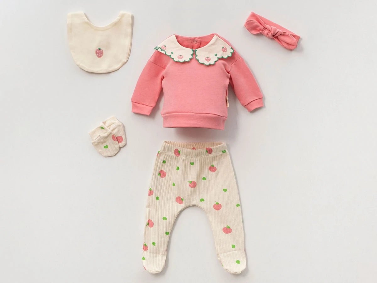 Çilek Desenli 5li Kız Bebe Takım - Tivoli Mini