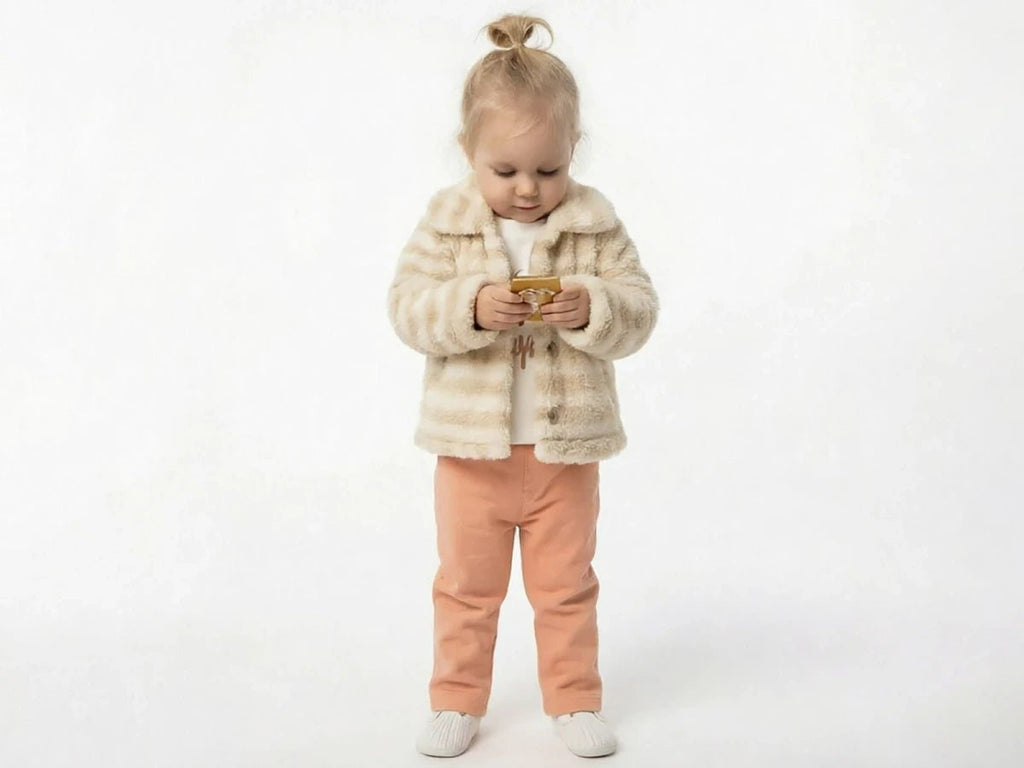 Çizgili Peluş Hırkalı Kız Bebe Üçlü Takım - Tivoli Mini
