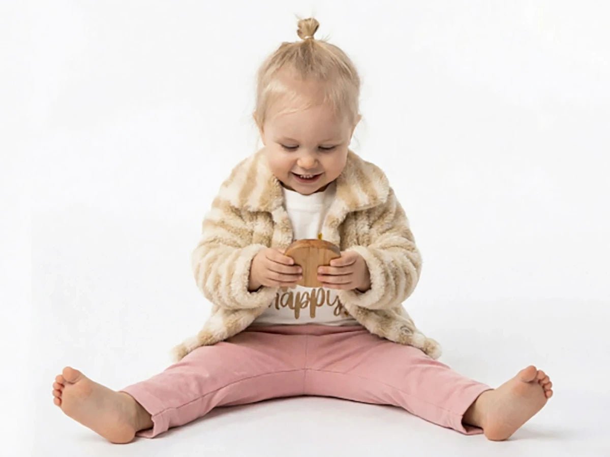 Çizgili Peluş Hırkalı Kız Bebe Üçlü Takım - Tivoli Mini
