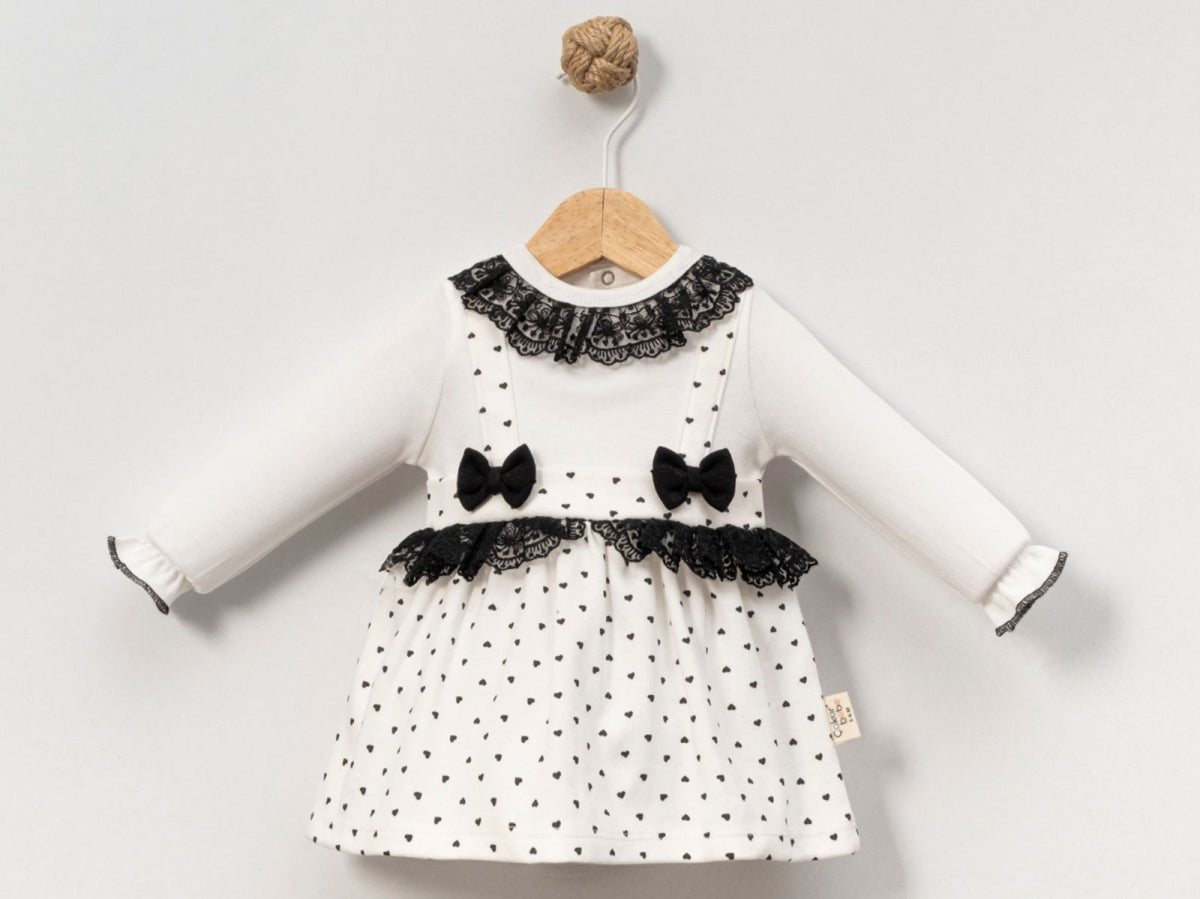 Dantel Yaka Kalp Desenli Bebe Elbise - Tivoli Mini