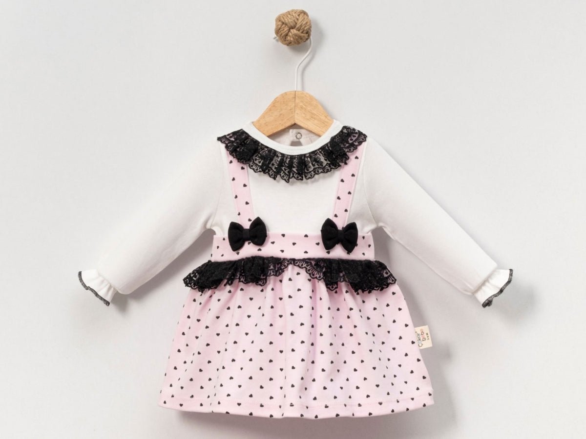 Dantel Yaka Kalp Desenli Bebe Elbise - Tivoli Mini