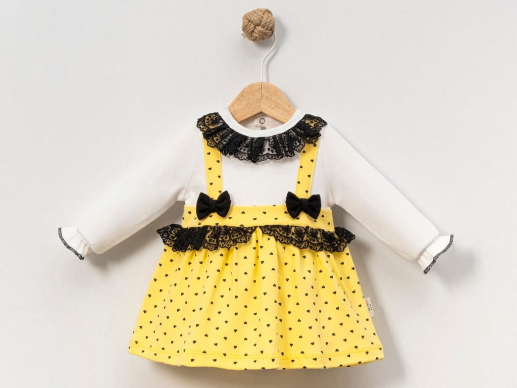 Dantel Yaka Kalp Desenli Bebe Elbise - Tivoli Mini
