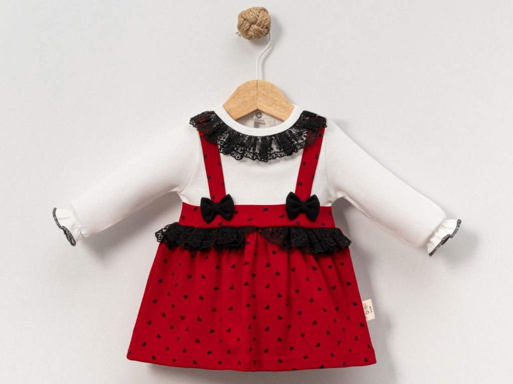 Dantel Yaka Kalp Desenli Bebe Elbise - Tivoli Mini