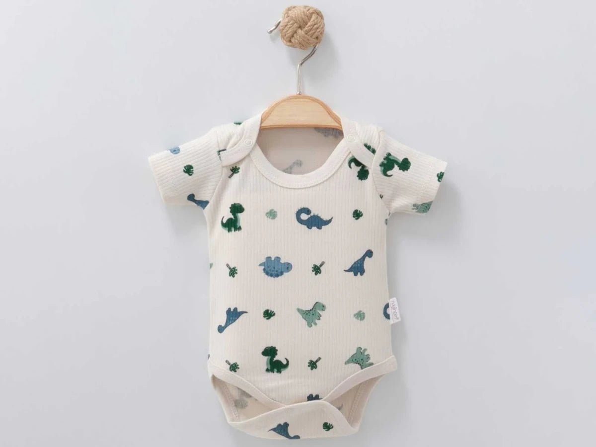 Dino Baskılı Erkek Bebe Çıtçıtlı Badi - Tivoli Mini
