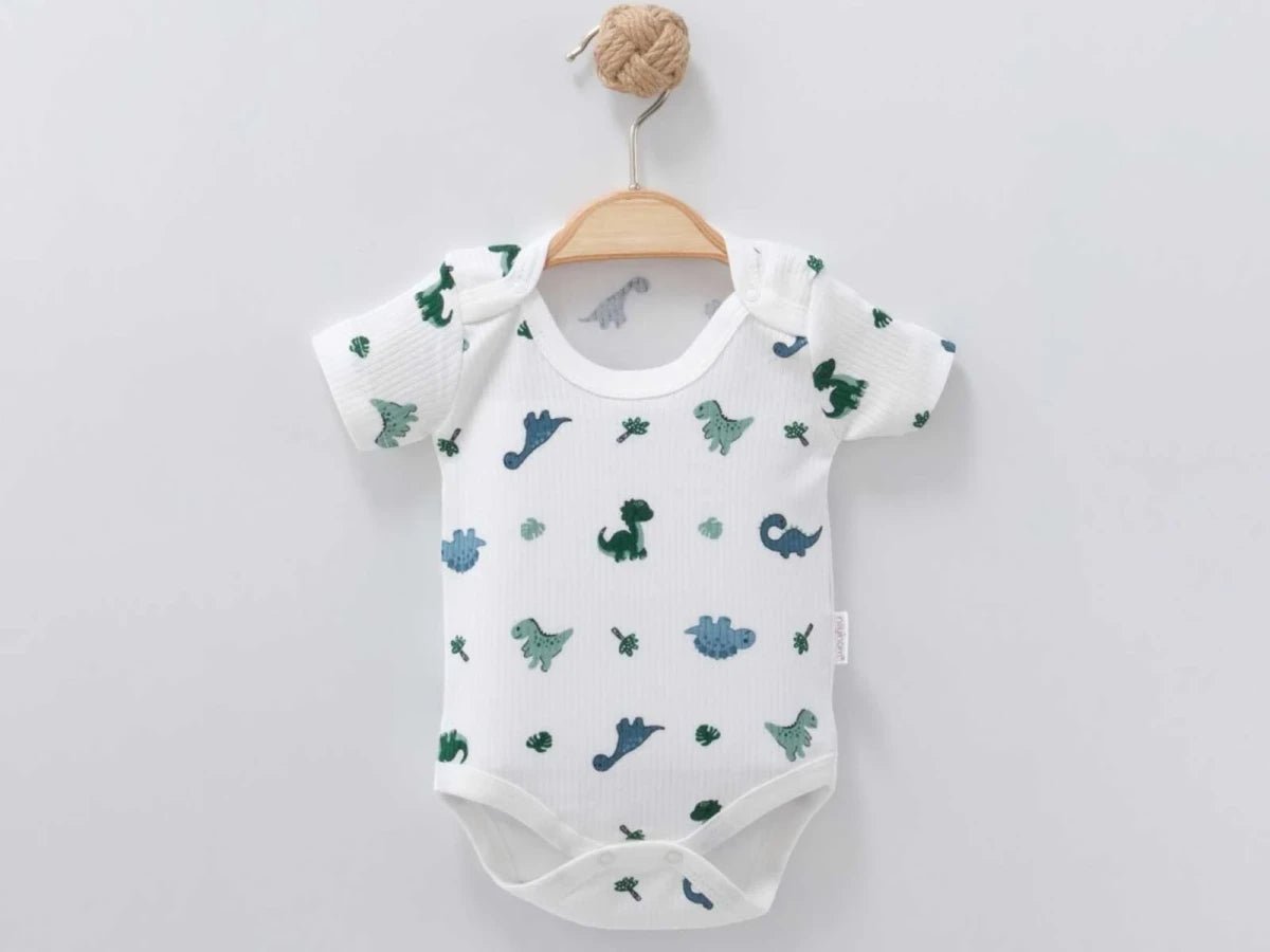 Dino Baskılı Erkek Bebe Çıtçıtlı Badi - Tivoli Mini