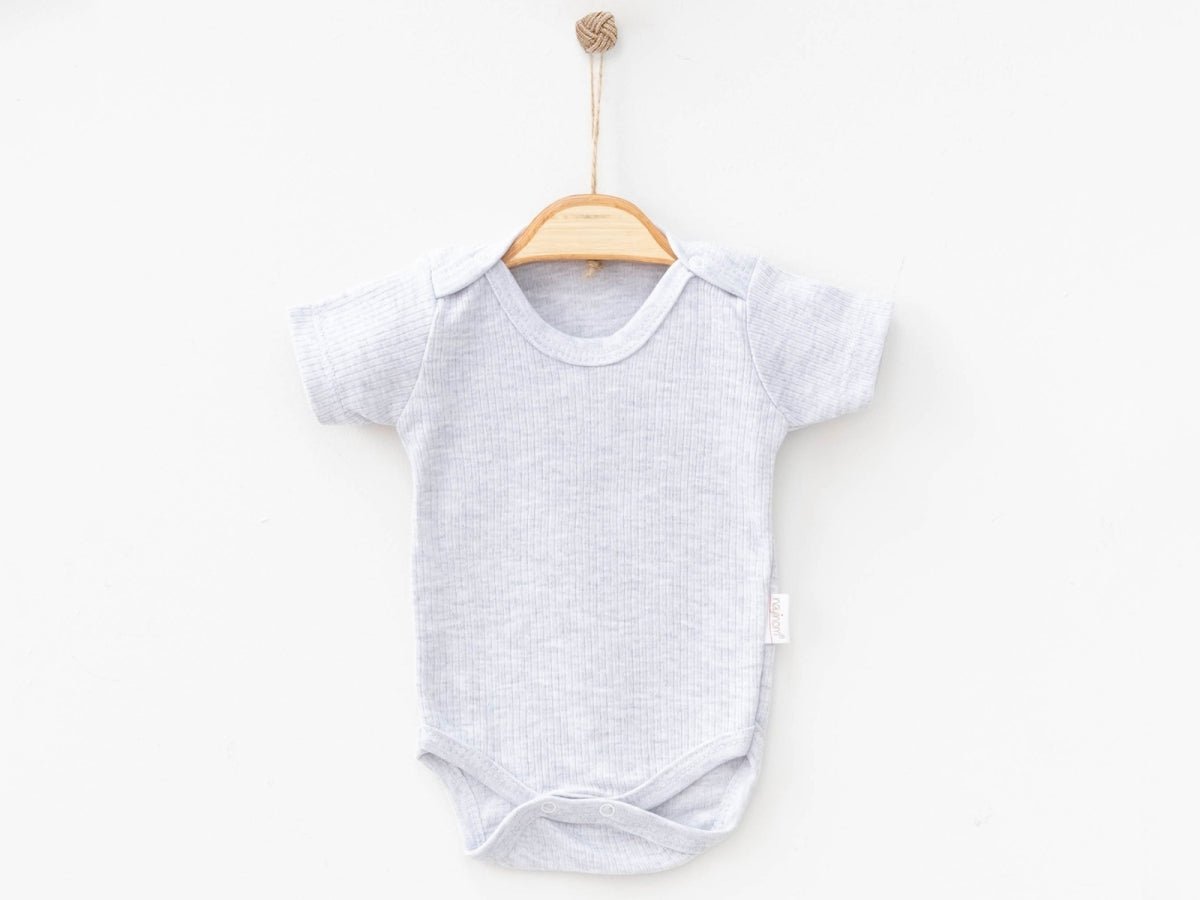 Düz Raporlu Kısa Kollu Unisex Çıtçıtlı Badi - Tivoli Mini