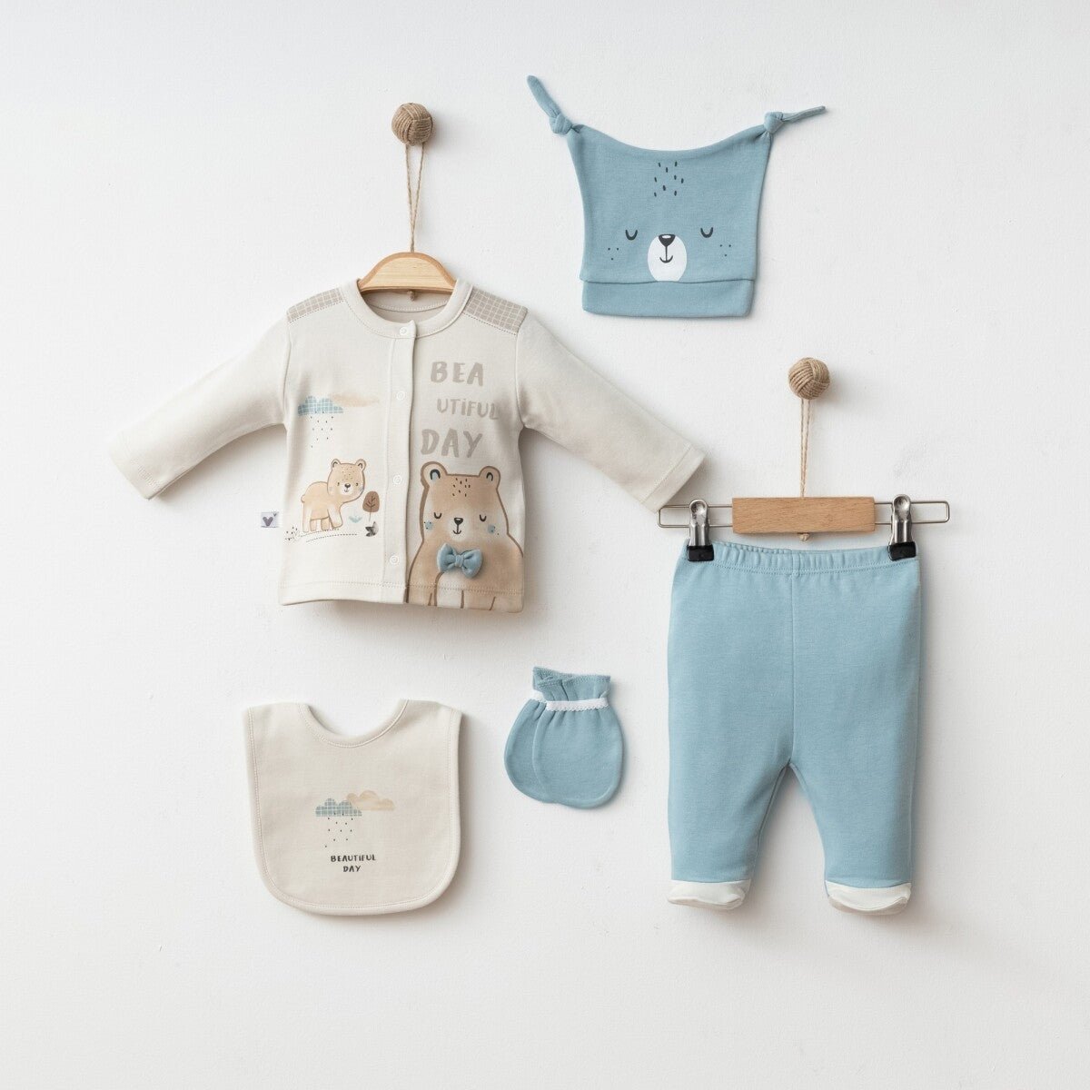 Erkek Bebek 5'li Yenidoğan Takım 0-3 M Vina baby 2042-003015 - Tivoli Mini