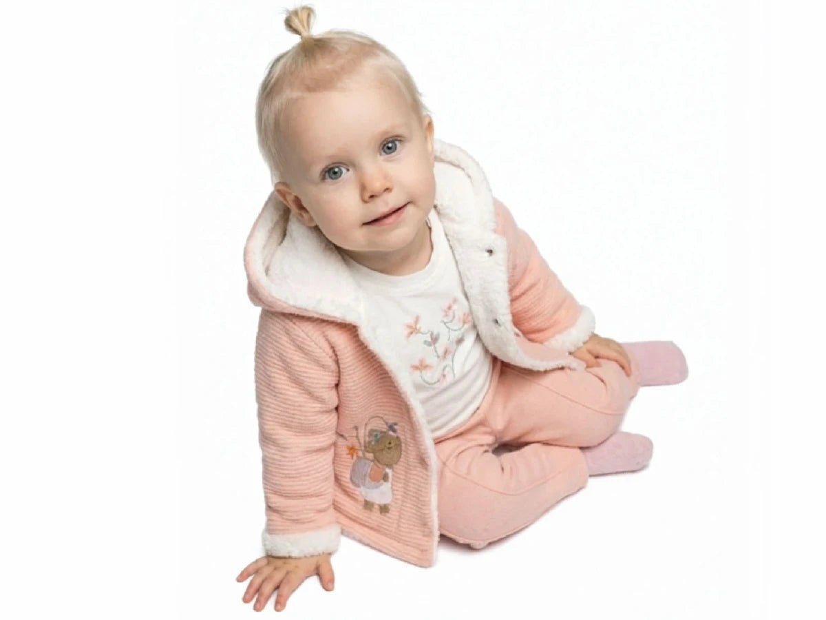 Hayvan Baskılı Peluş İçli Hırkalı Bebe Üçlü Takım - Tivoli Mini