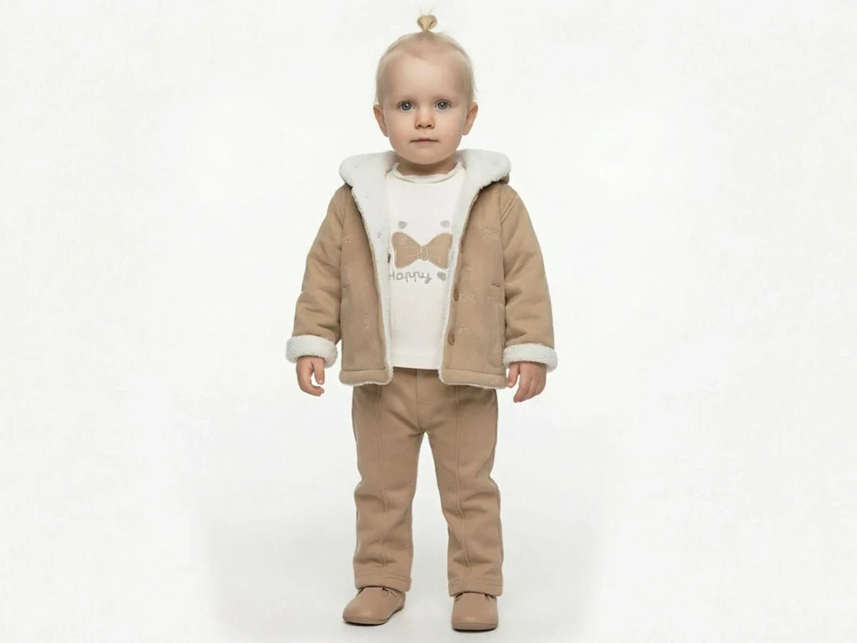 İçi Peluşlu Hırkalı Kız Bebe Üçlü Takım - Tivoli Mini