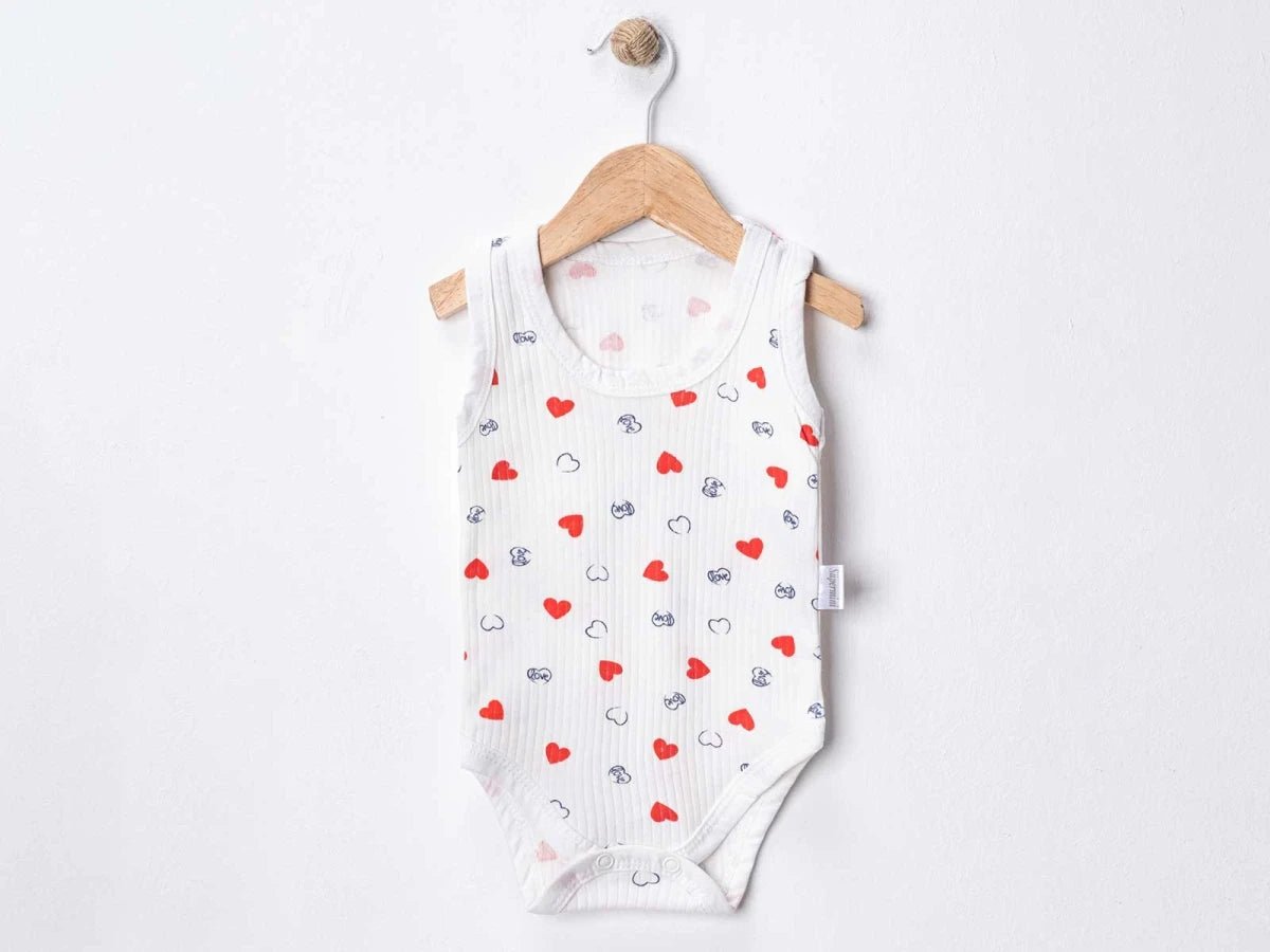 Kalp Baskılı Bebe Çıtçıtlı Badi - Tivoli Mini