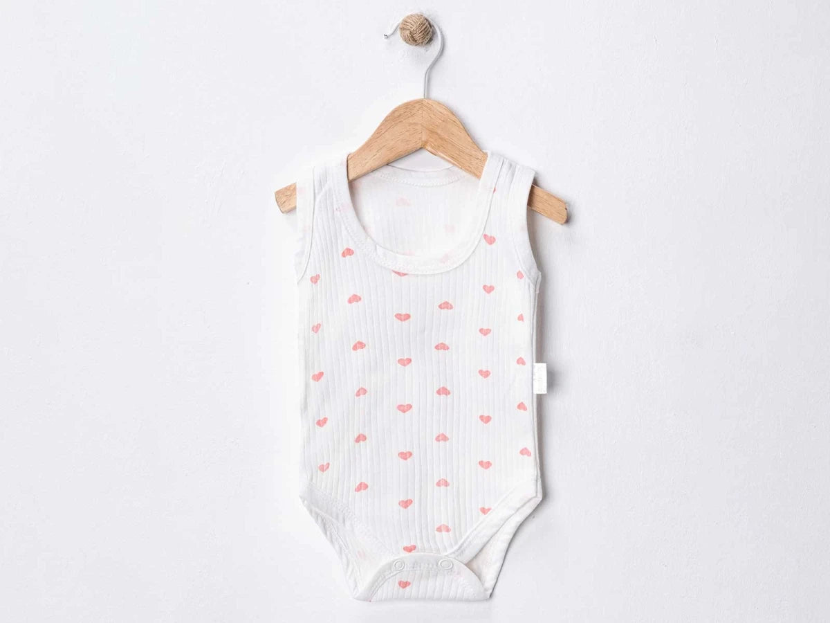 Kalp Baskılı Bebe Çıtçıtlı Badi - Tivoli Mini