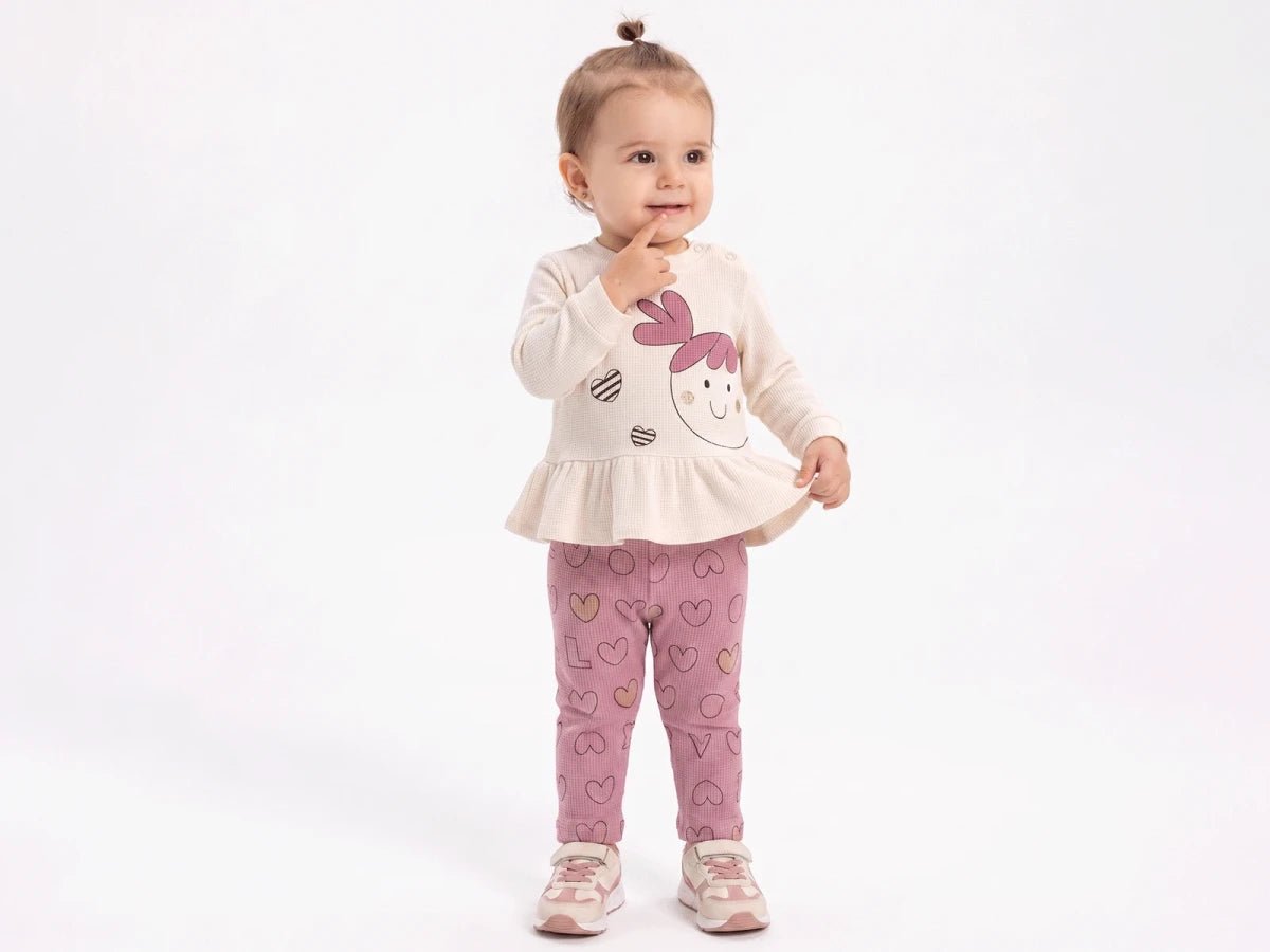 Kalp Baskılı Kız Bebe Takım - Tivoli Mini
