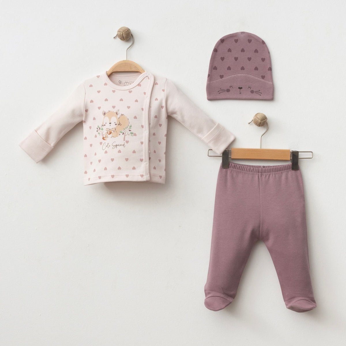 KENDİNDEN ELDİVENLİ BASKILI 3 LÜ SET - Tivoli Mini