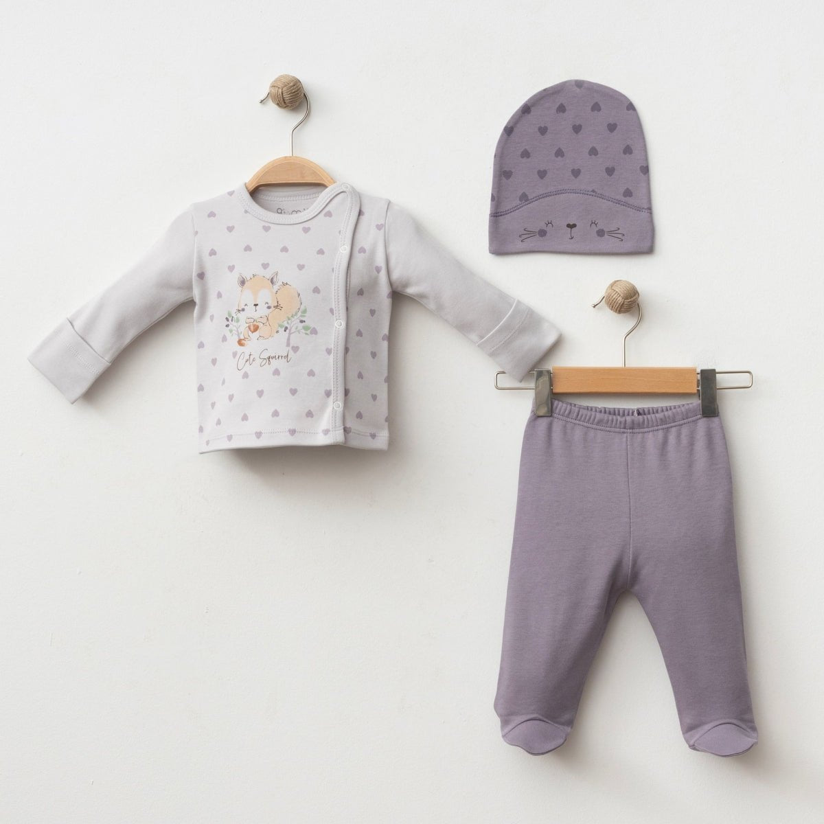 KENDİNDEN ELDİVENLİ BASKILI 3 LÜ SET - Tivoli Mini