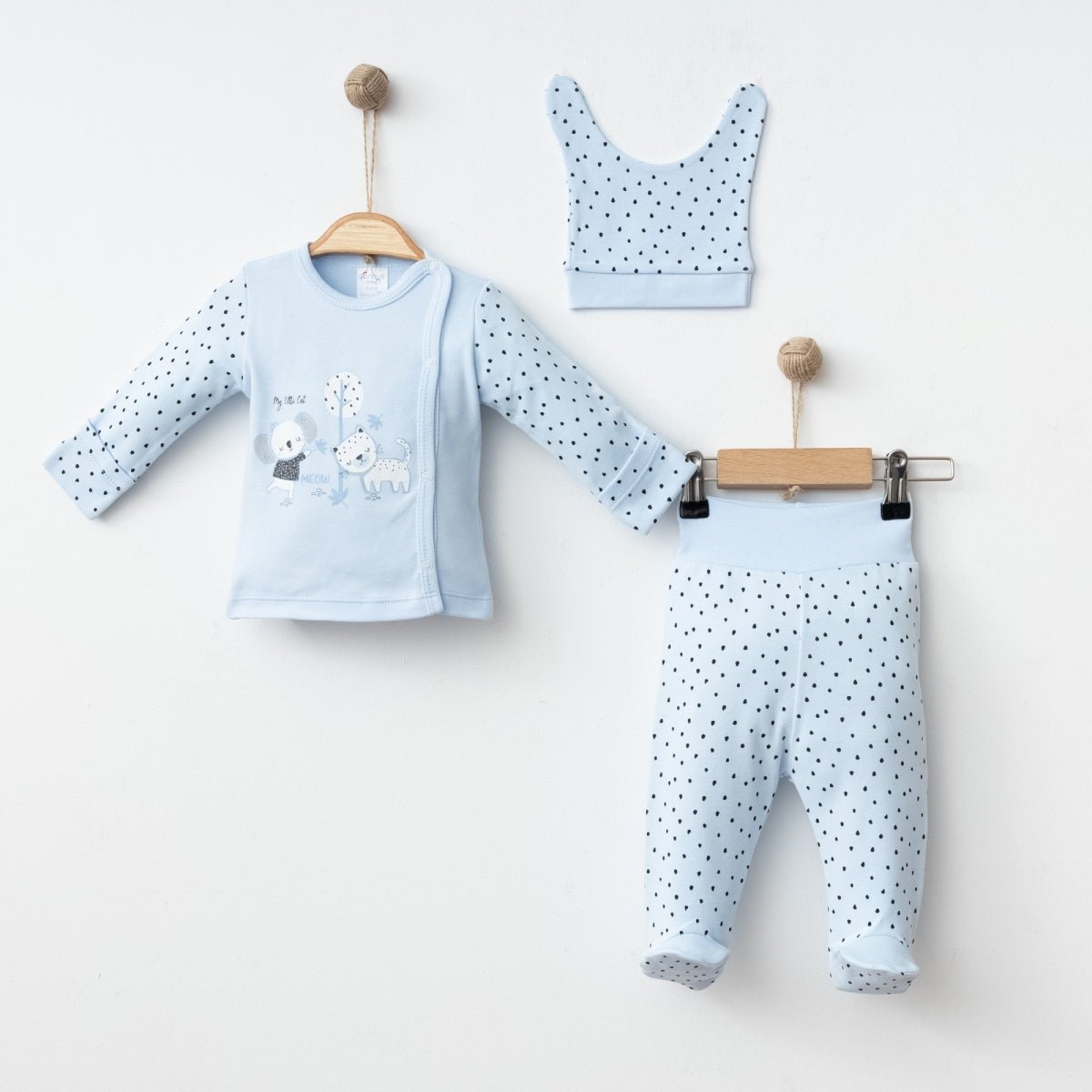 KENDİNDEN ELDİVENLİ BASKILI 3 LÜ SET - Tivoli Mini