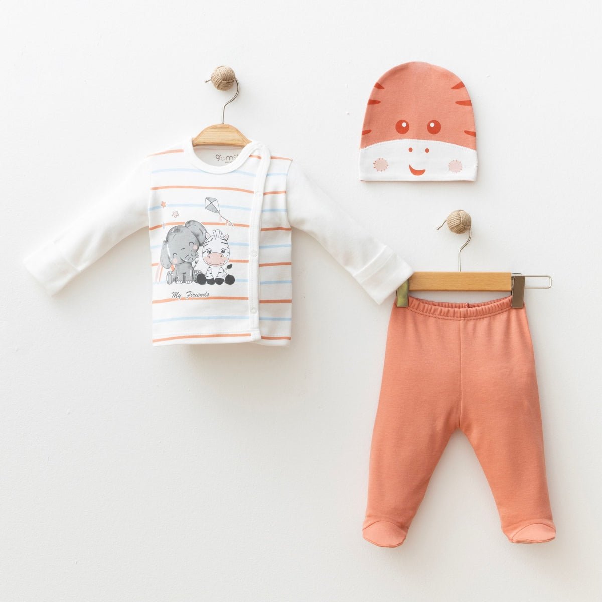 KENDİNDEN ELDİVENLİ ÖN ARKA VE ŞAPKA BASKILI 3 LÜ SET - Tivoli Mini