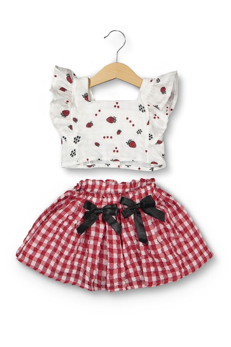 Kız Bebek 2'li Çilekli Bluz ve Etek 6-24M Boncuk Bebe 1006-6102 - Tivoli Mini