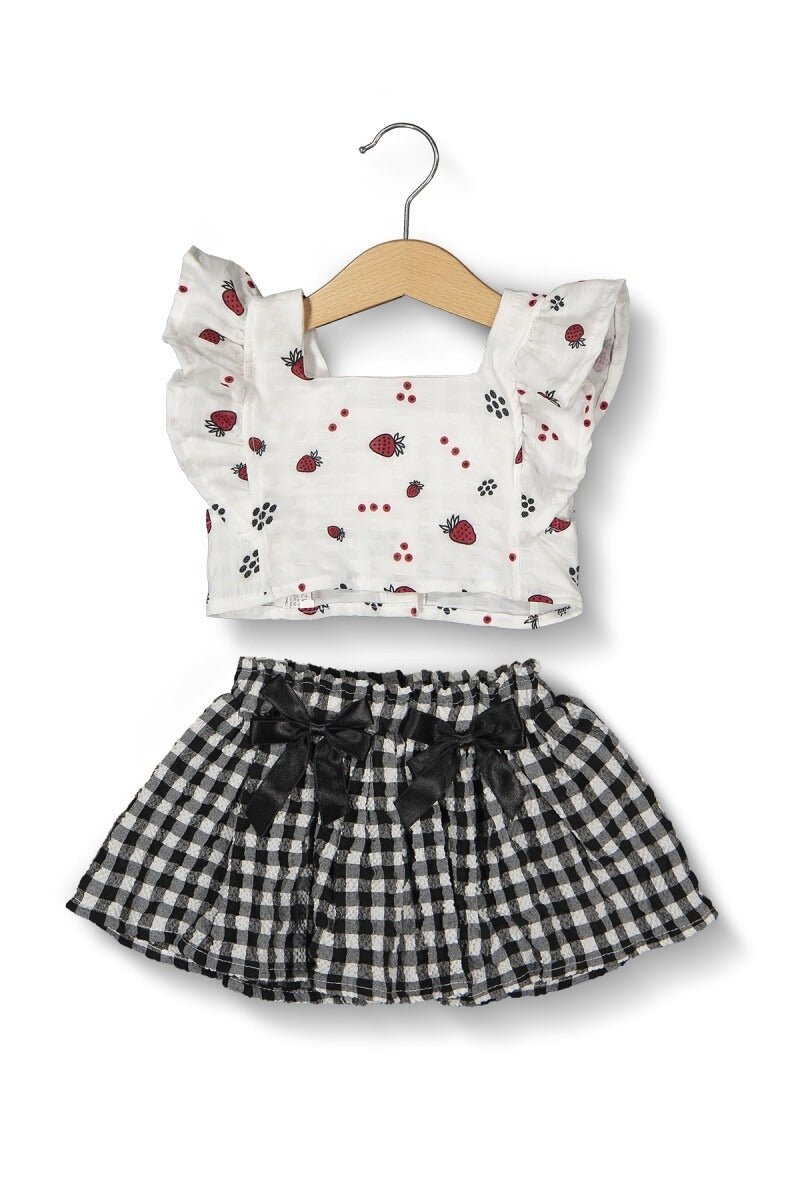 Kız Bebek 2'li Çilekli Bluz ve Etek 6-24M Boncuk Bebe 1006-6102 - Tivoli Mini