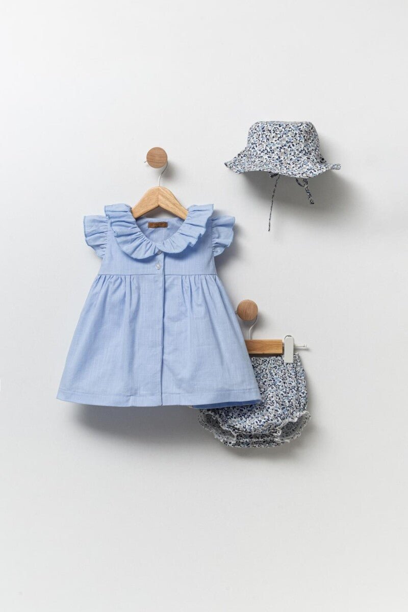 Kız Bebek 3'lü Elbise, Külot ve Şapka Takımı 0-12M Babyline 2015-24115 - Tivoli Mini