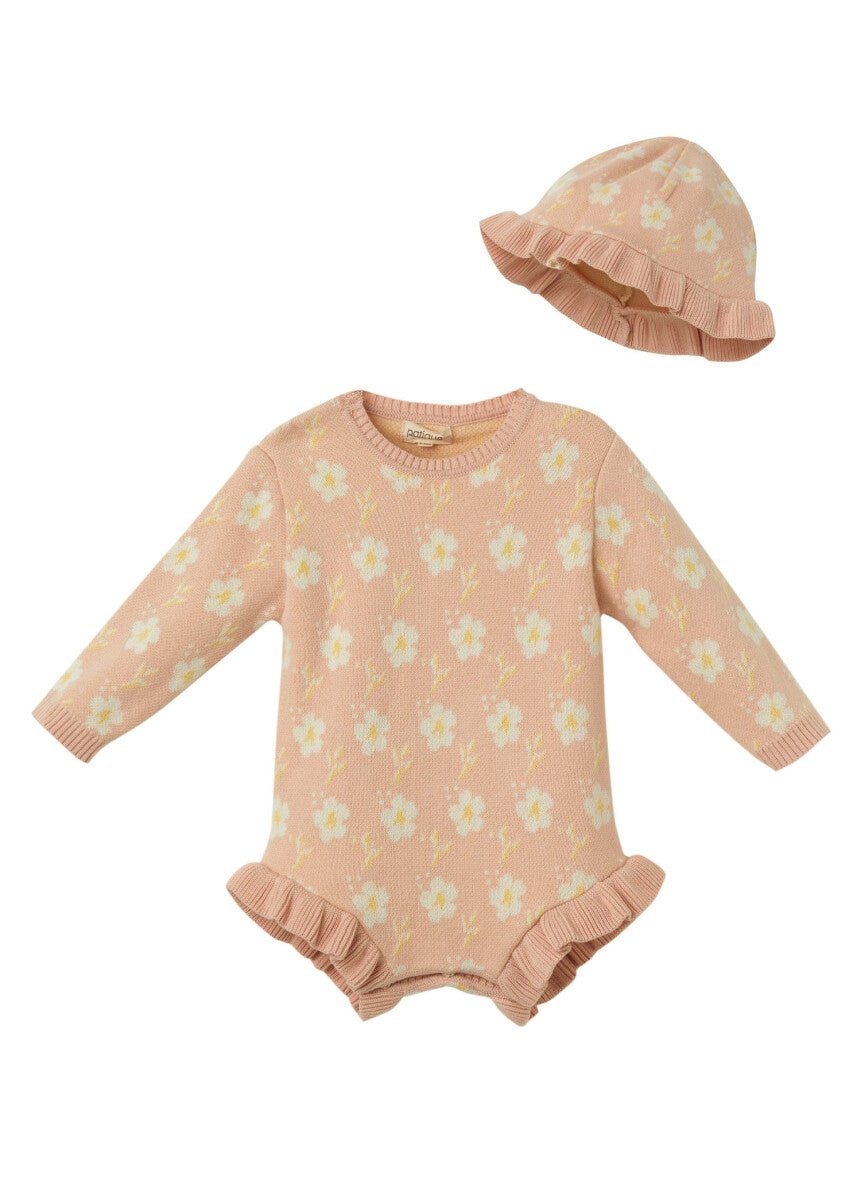 Kız Bebek Organik Pamuk Tulum ve Şapkalı Set 3-18M Uludağ Triko 1061-21135 - Tivoli Mini