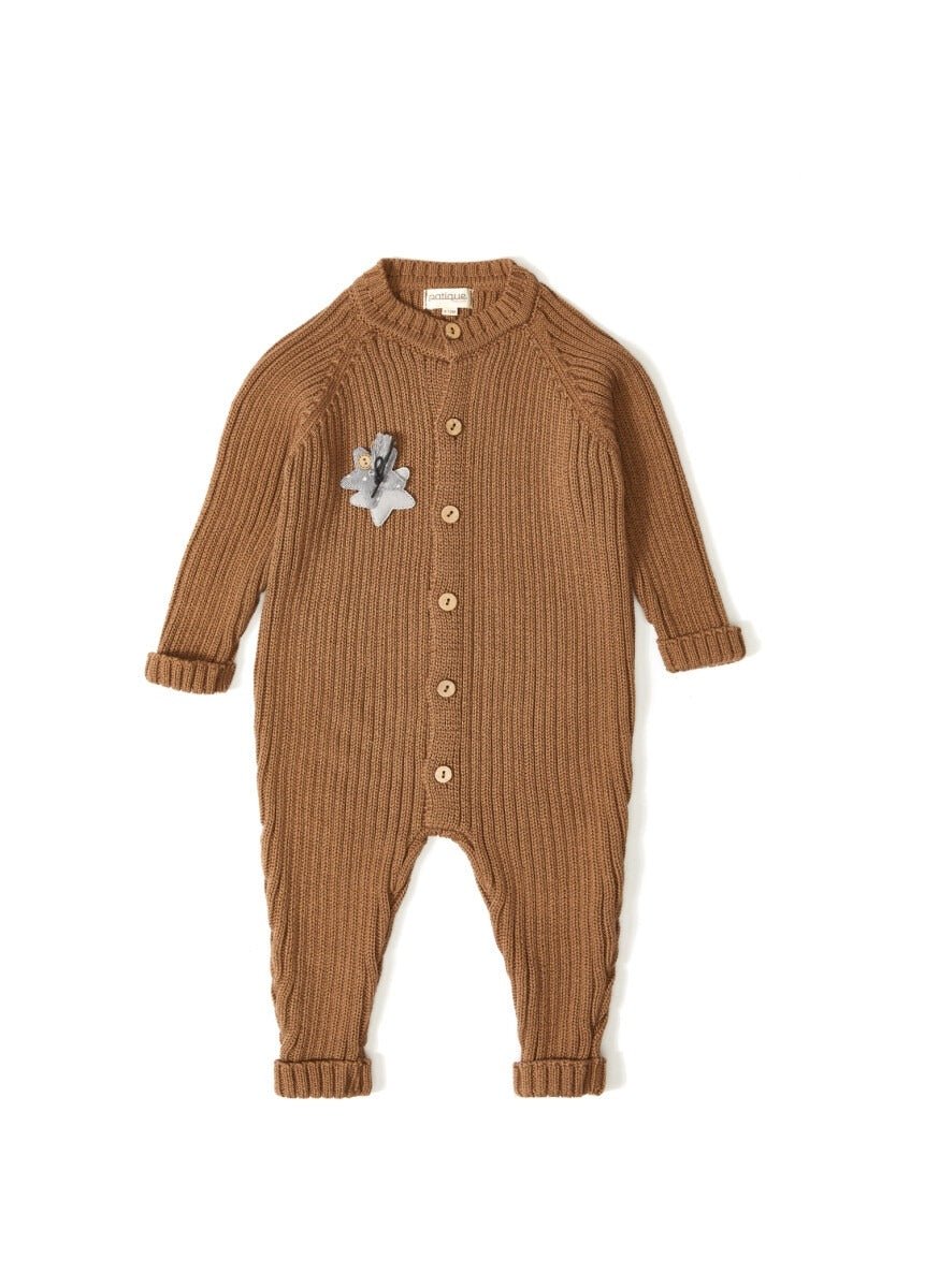Organic Cotton Long Sleeve Romper with Button Uludağ Triko 1061-21021 - Tivoli Mini